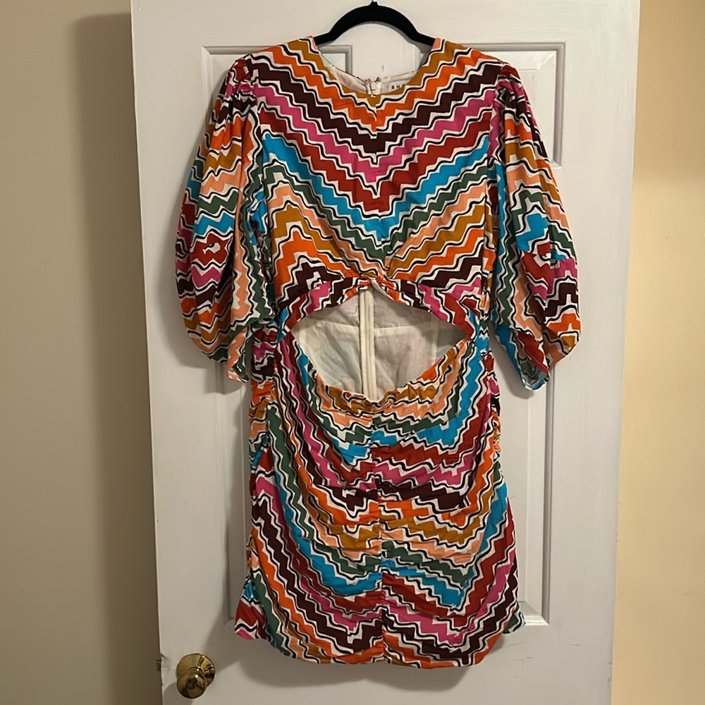 Rhode zig zag cotton mini dress with cutout